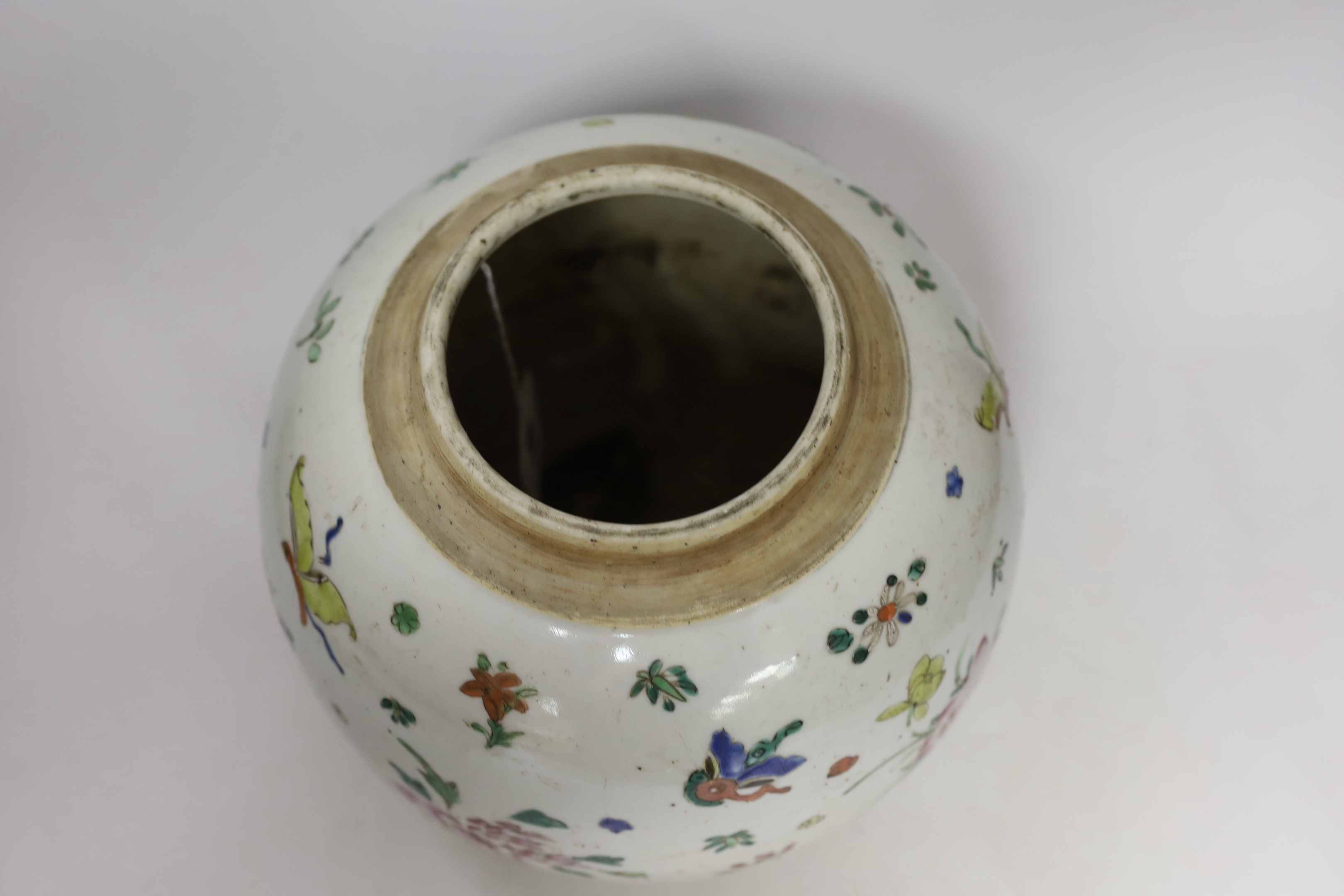 A Chinese famille rose ovoid jar, 18th century, 22cm